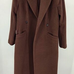 Quince Women Wool Cashmere Tailored Long Coat Dark Chocolate S